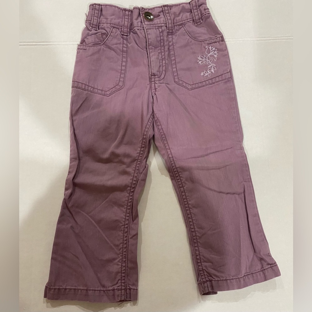 Cherokee toddler girl purple casual pant with floral detail size 2t
